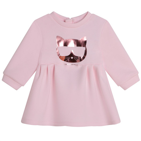 KARL LAGERFELD Kids Baby Girls Pink Choupette Logo Dress