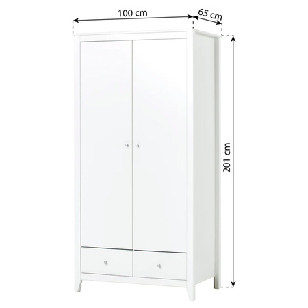 HOPPEKIDS Kids wardrobe with 2 doors and 2 drawers, White