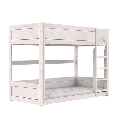LIFETIME Kidsrooms Kid's Low Bunkbed with Ladder, whitewash