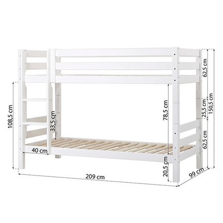  HOPPEKIDS  ECO Luxury łóżko piętrowe z pionową drabinką 90x200cm