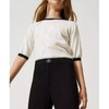 TWINSET Girls straight black trousers with oval T logo