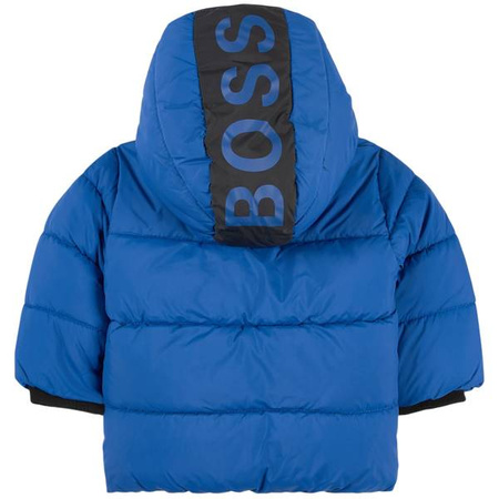 BOSS KIDS Boys Navy Logo Puffer Jacket with Water-Repellent