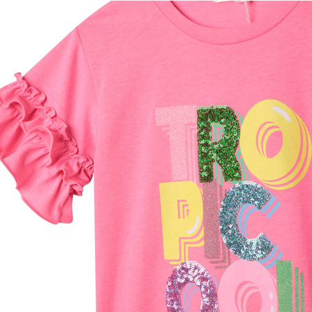 BILLIEBLUSH Sukienka dziewczęca z krótkim rękawem z nadrukiem fuksja