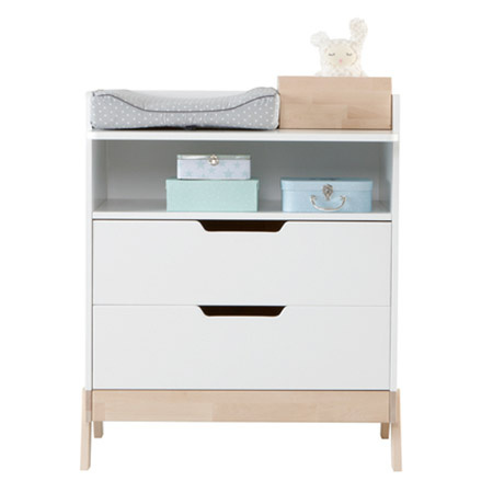 PICCI Nene Komoda do pokoiku dziecięcego z wanienką i trzema szufladami z misiem z różową wstążką