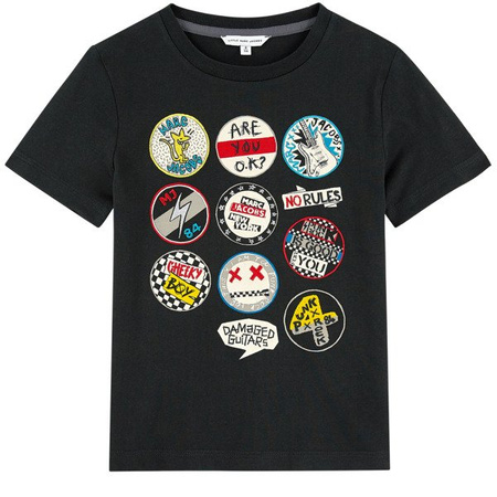 THE MARC JACOBS T-shirt chłopięcy z krótkim rękawem czarny z okrągłymi naszywkami