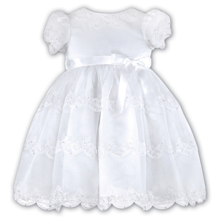 SARAH LOUISE Girls tulle and organza dress in white