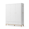 OLIVER FURNITURE Wood Дитяча шафа WOOD з трьома дверима, білий/дубовий колір