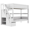 LIFETIME Kidsrooms Łóżko piętrowe niskie ze schodami 90x200 cm, whitewask