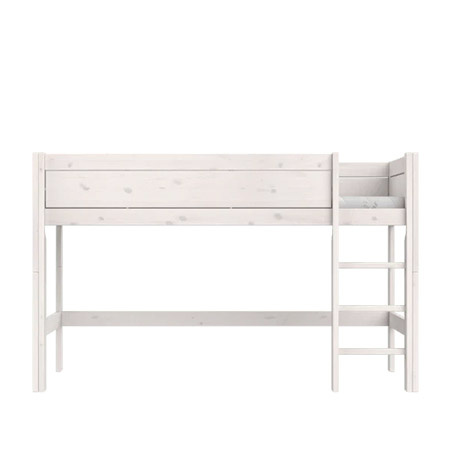 LIFETIME Kidsrooms Łóżko na niskiej antresoli z drabinką 128 cm, whitewash