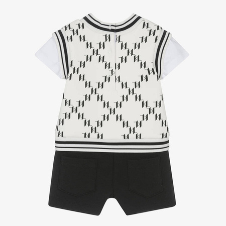 KARL LAGERFELD Kids Baby boys white and black logo romper