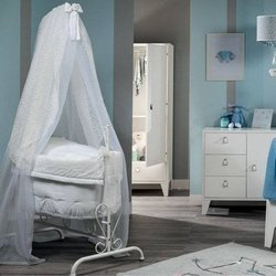 DILI BEST ASTRID Kołyska dziecięca z pościelą i baldachimem biała