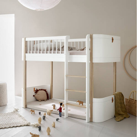  OLIVER FURNITURE Дерев'яне міні-ліжко + Низьке двоярусне ліжко-горище 68x162 см, біле