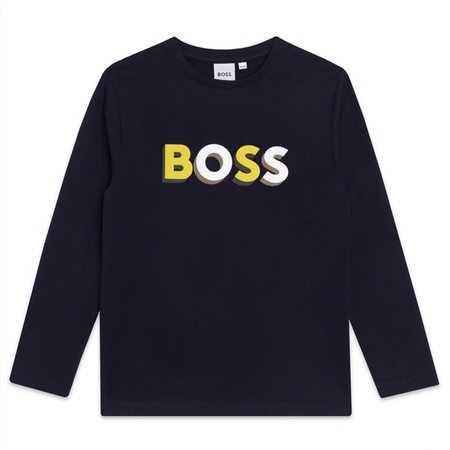 BOSS Kids Piżama chłopięca z długim rękawem granatowa