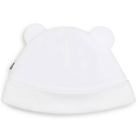 BOSS Kids Czapka niemowlęca bawełniana biała z uszkami króliczka