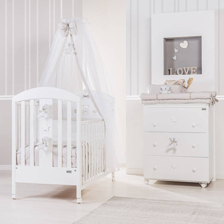  PICCI Nene Baby bed with bear application with beige ribbon