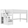 LIFETIME Kidsrooms Łóżko 90x200 cm na niskiej antresoli 128 cm ze schodami, białe