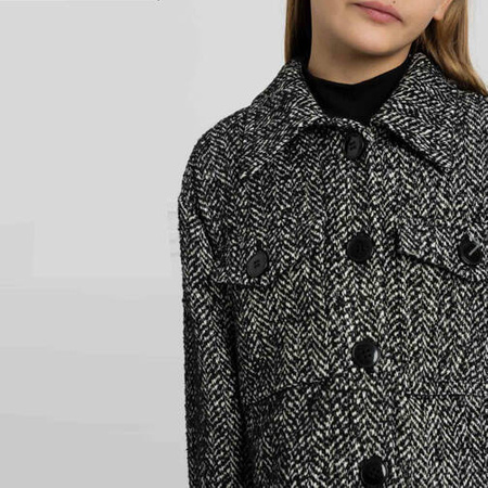 TWINSET Girls grey and black herringbone pattern jacket