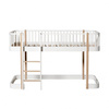  OLIVER FURNITURE Оригінальне низьке ліжко-горище Wood Original, 90x200 см, білий/дубовий колір
