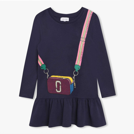 THE MARC JACOBS Girls short sleeves bag print dress in navy
