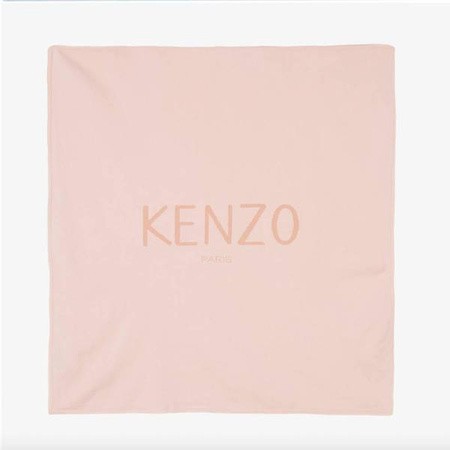 KENZO Kids Organic cotton baby blanket with logo palec pink