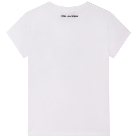 KARL LAGERFELD KIDS T-shirt dziewczęcy z krótkim rękawem biały z nadrukiem