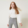 TWINSET Girls white crêpe blouse with organza jabot