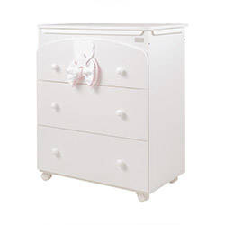 PICCI Dream Komoda do pokoiku dziecięcego z wanienką i trzema szufladami biała