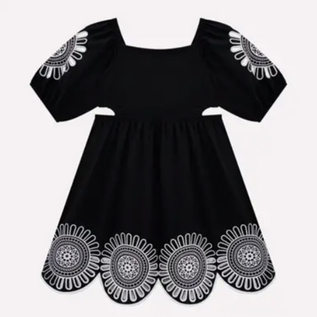 SARAH LOUISE Short-sleeved dress with perforated embroidery