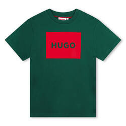 HUGO Boys green cotton t-shirt with logo