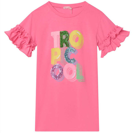 BILLIEBLUSH Sukienka dziewczęca z krótkim rękawem z nadrukiem fuksja