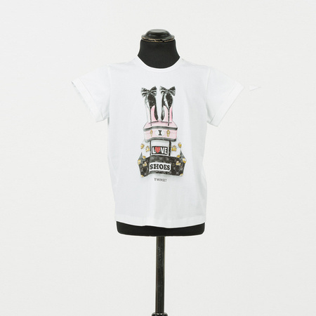 TWINSET T-shirt dziewczęcy z krótkim rękawem z nadrukiem