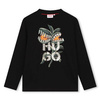 HUGO Boys black cotton t-shirt with print