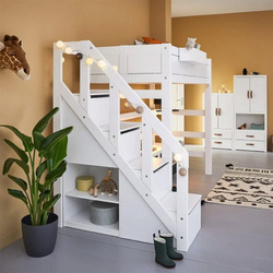 LIFETIME Kidsrooms KHigh sleeper bed 177 cm with stairs 90x200 cm whitewash