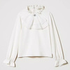 TWINSET Girls white crêpe blouse with organza jabot