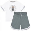 BOSS KIDS Boys white and green t-shirt and shorts set MINI MI