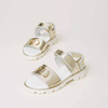 TWINSET Girls laminated leather sandals with Oval T, gold