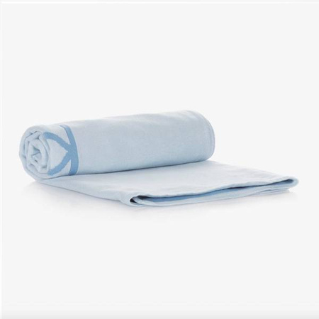 KENZO Kids Organic cotton baby blanket with logo pale blue