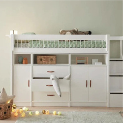 LIFETIME Kidsrooms Łóżko dziecięce wysokie 152 cm z szafkami Breeze
