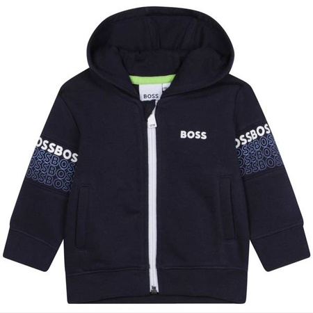 BOSS Kids Bluza dresowa dziecięca dla chłopca z kapturem granatowa