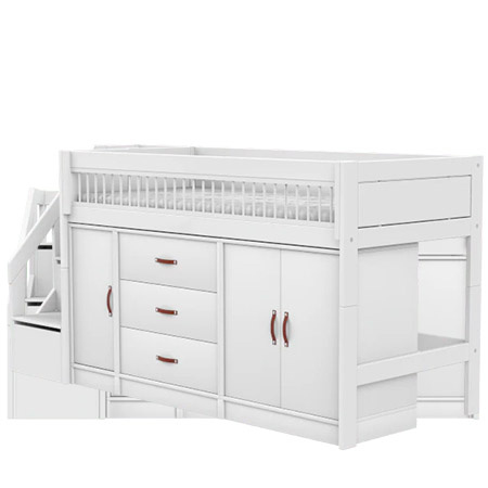 LIFETIME Kidsrooms Łóżko dziecięce niskie 128 cm z szafkami Breeze 