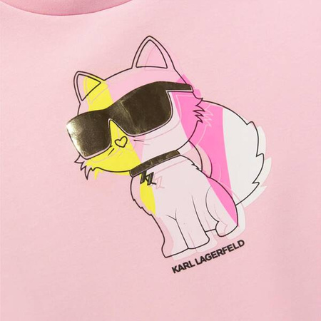 KARL LAGERFELD KIDS Bluza dziecięca różowa z aplikacją kotka
