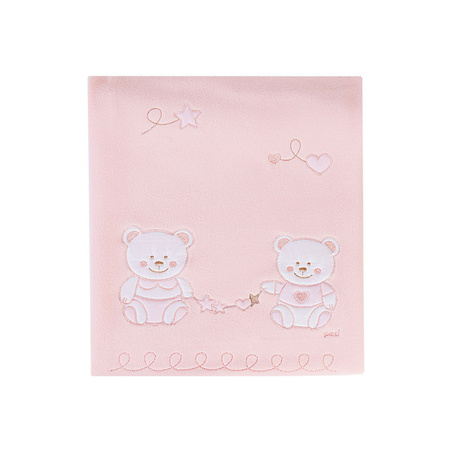 PICCI Nene embroidered blanket with bear application pink