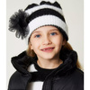 TWINSET Girls black and white striped beanie with brooch