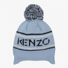 KENZO Kids Czapka niemowlęca dla chłopca z pomponem niebieska