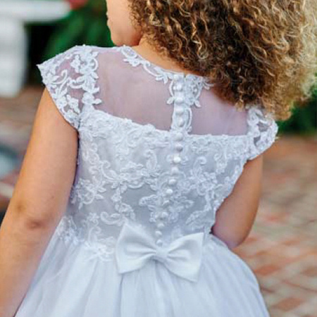 SARAH LOUISE Girls white organza communion dress