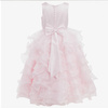 SARAH LOUISE Sukienka dla dziewczynki długa z falbanami różowa