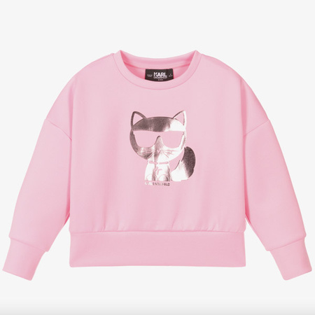 KARL LAGERFELD KIDS Bluza dziecięca różową a aplikacją kotka