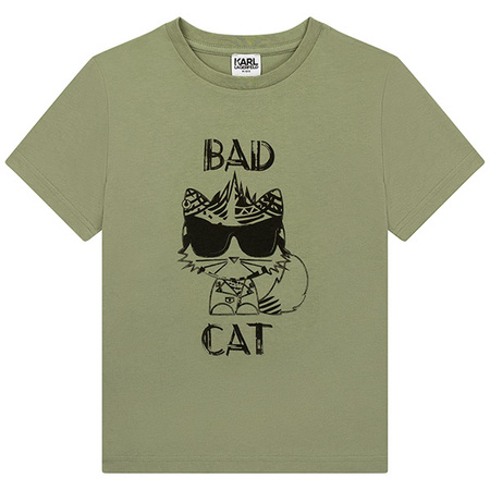 KARL LAGERFELD KIDS Boys green short sleeve BAD CAT t-shirt 