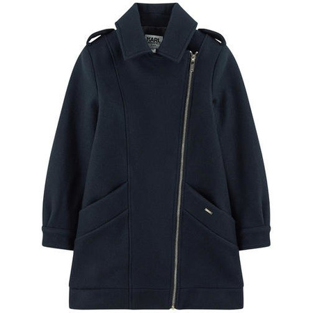 KARL LAGERFELD KIDS Płaszcz dziewczęcy wełniany granatowy