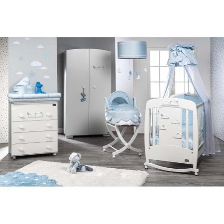 PICCI Lollipop Baldachim do łóżeczka dziecięcego biało-błękitny z kokardą